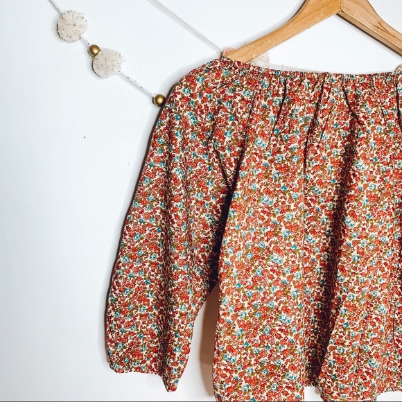 VINTAGE vsco y2k floral off the shoulder crop top - Picture 3 of 13